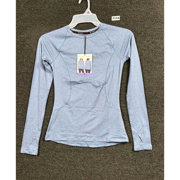 Spyder Active Shirt Womens Sz XS Heather Blue Running Thumb Hole Zip Pockets NEW - Picture 1 of 8